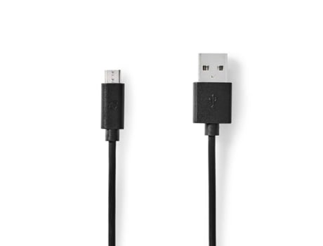 Cable USB USB 2.0 USB-A macho USB Micro B macho 10W 480Mbps Niquelado 3,00 metros Redondo PVC Negro Etiqueta NEDIS