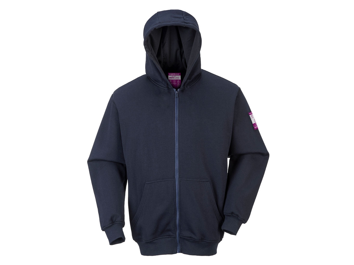 Sudadera con capucha ignífuga Modaflame con cremallera frontal / Azul marino / L Portwest