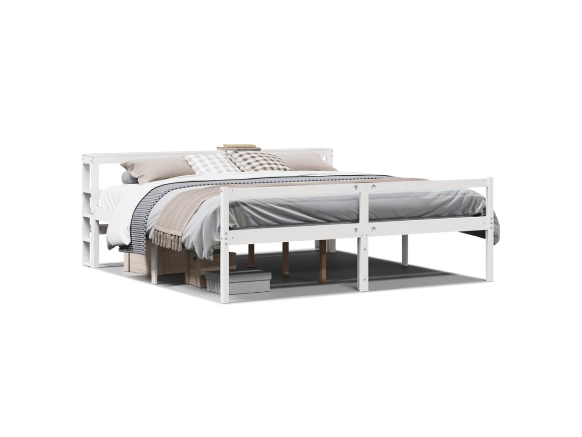Maison Exclusive - Cama Personas Mayores Cabecero Madera Maciza Blanco 200x200 Cm