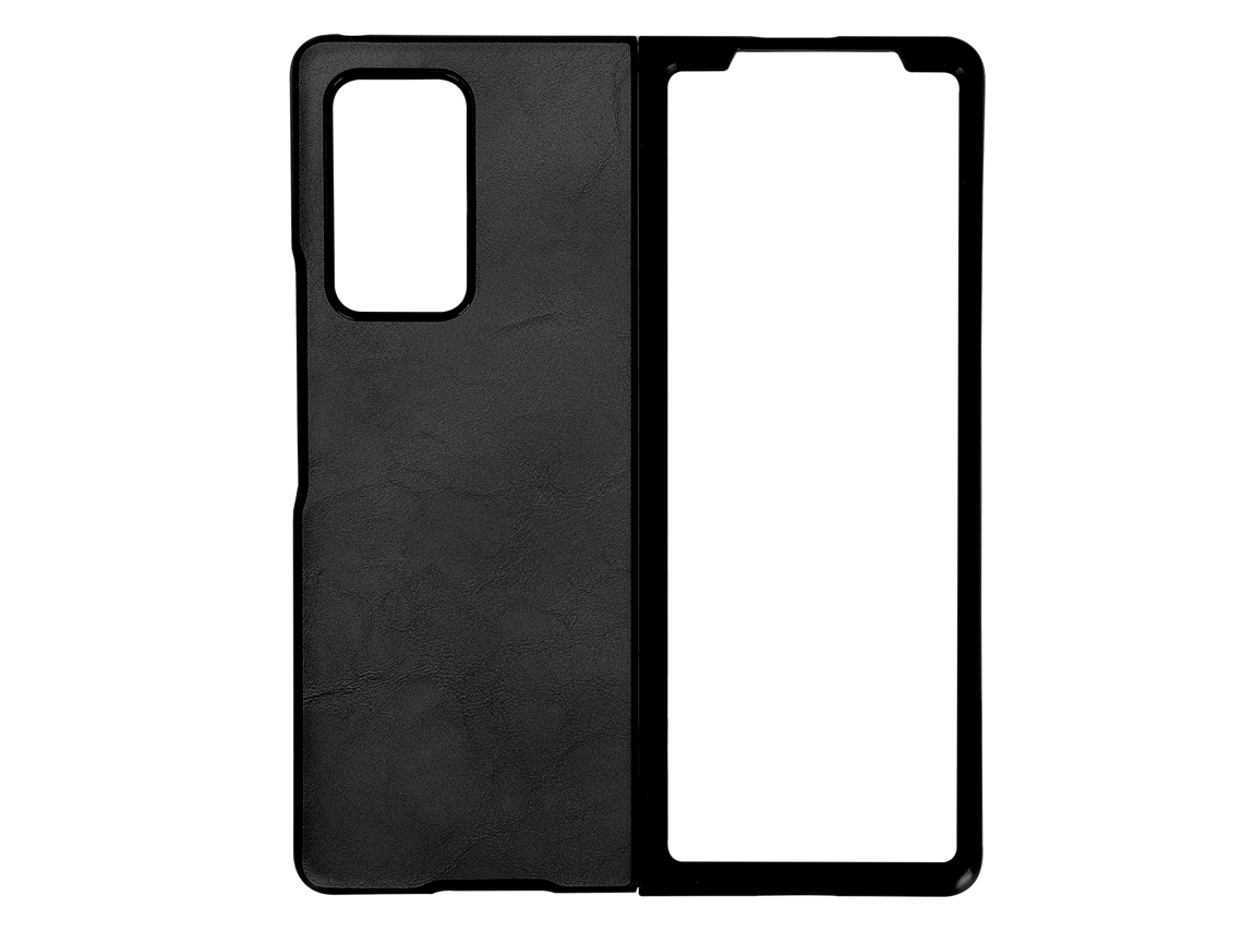 Capa De Couro Para Samsung Galaxy Z Fold 2 Antichoque Protetora Preta Com Acesso Total Às Funções