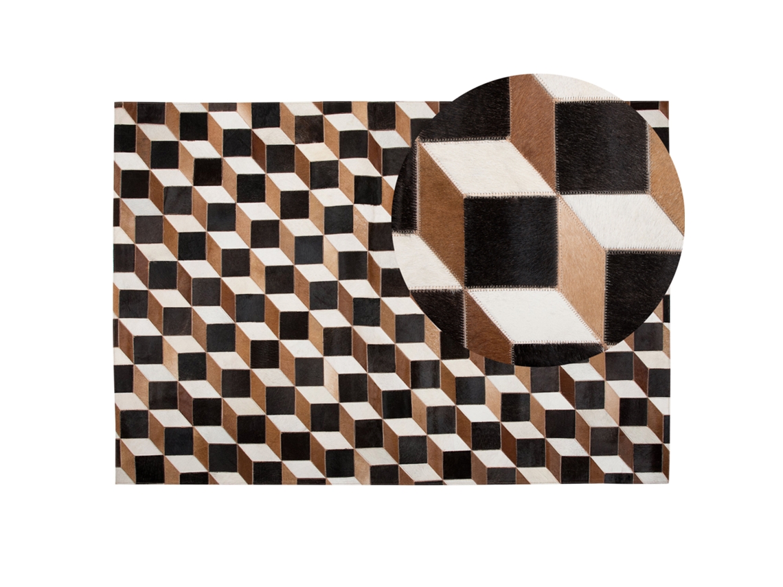 Alfombra BELIANI Alpkoy de Piel de vaca Negro 140x200