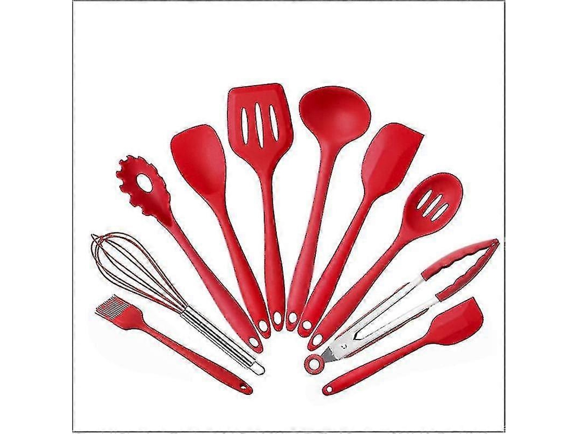 Juego de utensilios de cocina de 10 piezas, de silicona, con pinzas, cuchara y espátula. Nostalgia88