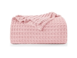 Manta De Algodón Con Textura De Gofre (rosa Claro - 110*70 Cm), Suave, Ligera Y Transpirable, Ideal Para La Cama En Todas Las Estaciones.