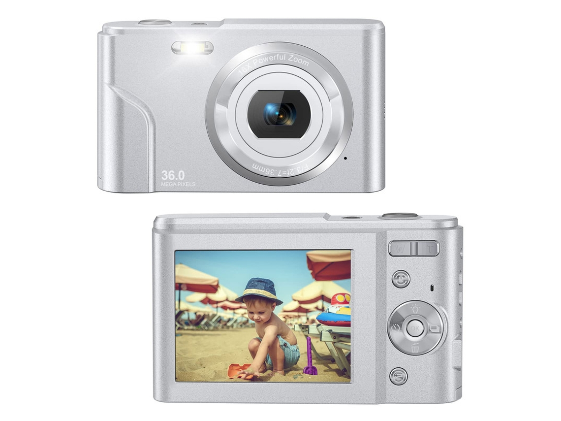Cámara fotos digital infantil compacta SZSMART DC311AF Nivel de entrada Regalo de cámara para estudiantes niños 48MP HD resolución Pantalla de 2,4 pulgadas - Plata