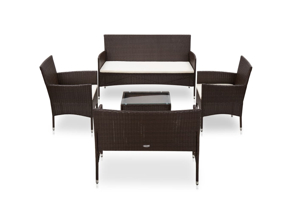 Conjunto de jardín de 5 piezas con cojines de mimbre marrón de DKD Home Decor
