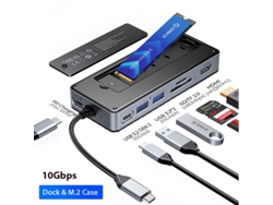 Estación de acoplamiento Yizhood con carcasa para SSD M.2 USB C PD100W 10 Gbps M2 Nvme Sata, carcasa externa 4K 60 Hz HDMI con gris