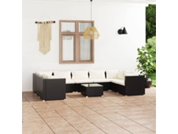 Conjunto de jardín DKD Home Decor de 10 piezas con cojines de mimbre negros