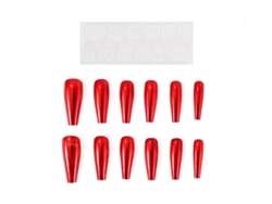 Pack de 13 Uñas Autoadhesivas efecto metal roja