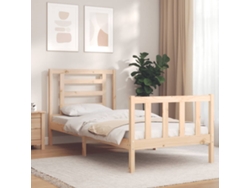 Cama Individual | Estructura De Cama Con Cabecero Madera Maciza