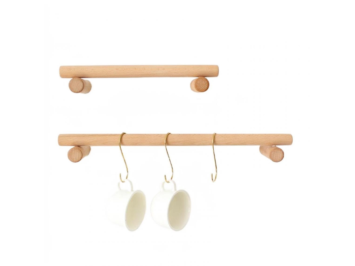 Toallero de madera sencillo, toallero sencillo, toallero sin taladros, toallero para baño, cocina, toallero para el hogar Gusshious