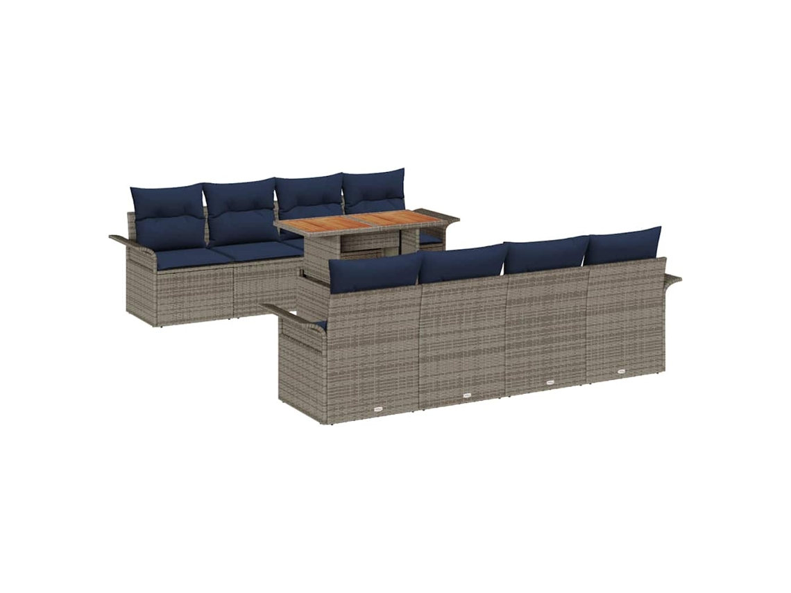 Maison Exclusive - Conjunto De Sofá De Jardín 9 Pcs Gris Poliratán