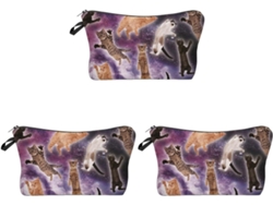 Juego De 3 Neceseres De Viaje Con Estampado De Gatos Para Mujer, Estuches De Almacenamiento Portátiles.