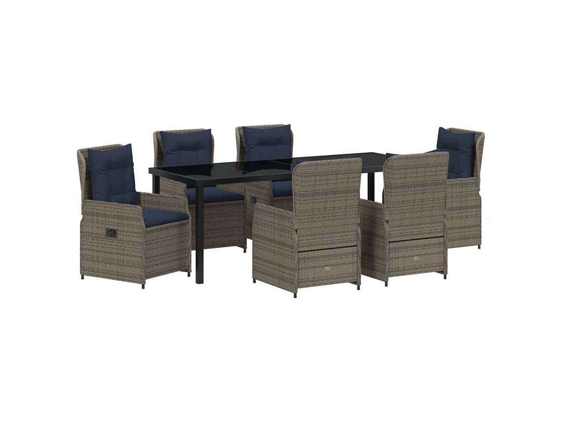 Maison Exclusive - Conjunto De Comedor De Jardín Con Cojín 7 Pcs Gris Poliratán