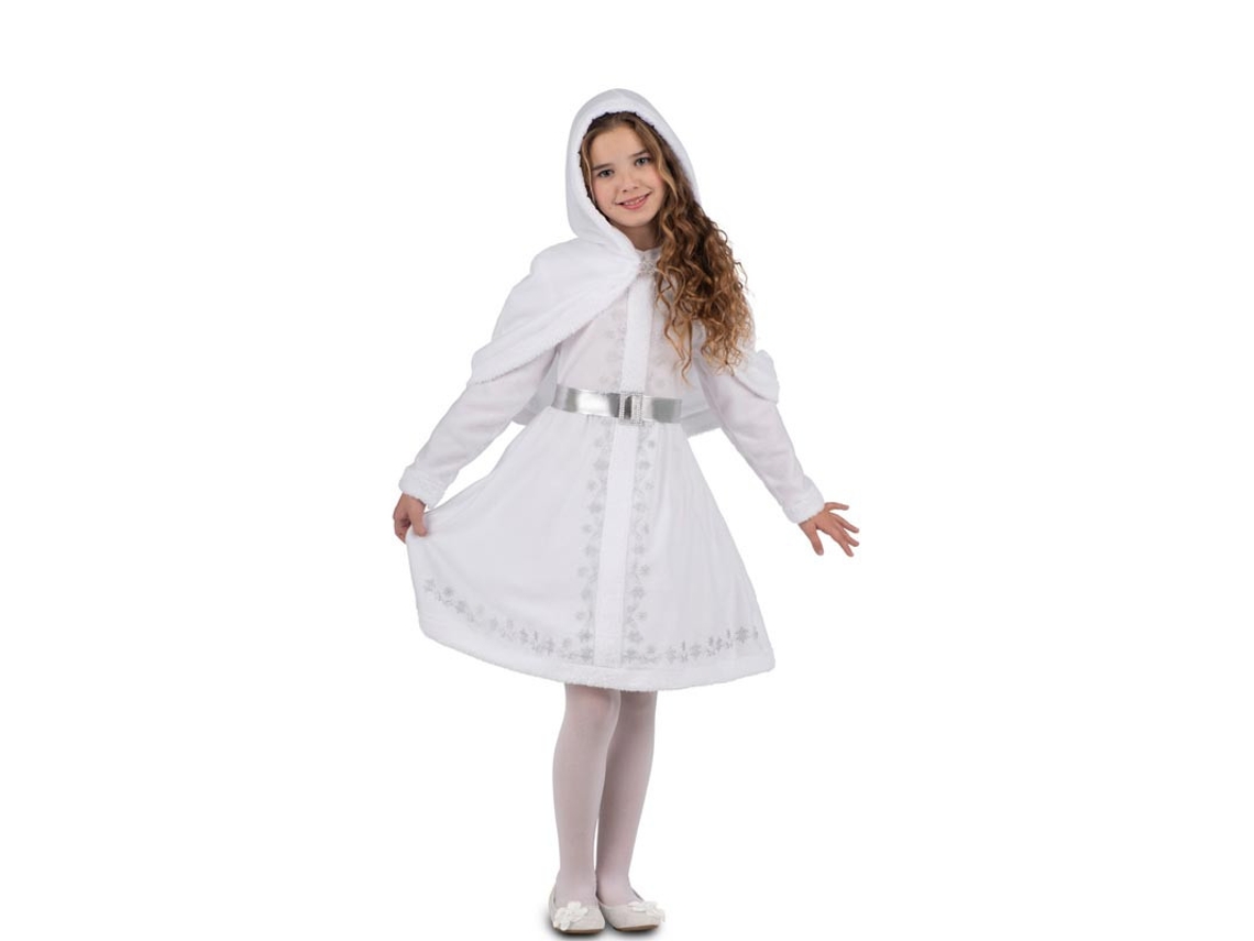 Disfraz de Mamá Noel blanca con capucha para niña