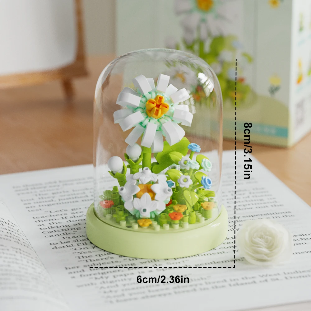 Modelo De Bloques De Construcción En Miniatura De Plantas En Maceta Con Ramo Preservado Diy