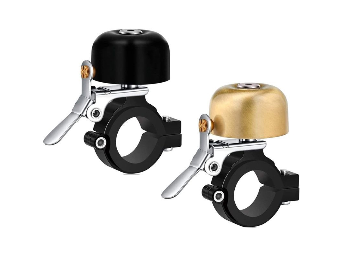 Timbre Clásico De Latón Para Bicicleta, Paquete De 2, Sonido Fuerte, Accesorio Para Bicicletas De Carretera Y Montaña, Negro Y Dorado.