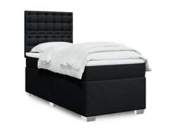 Cama box spring con colchón tela negro 90x190 cm