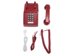 Telefone Fixo Com Fio Vintage Clássico Retro Botões Grandes Controle De Volume Sino Mecânico Vermelho