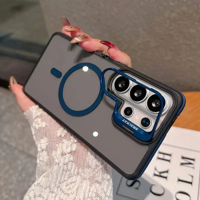 (galaxy S22 Ultra 5g Azul) Funda Transparente Samsung Magsafe Con Soporte Y Marco Magnético