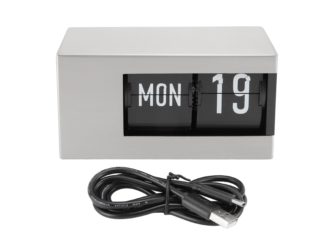 2026-reloj De Página Digital Flip Elegante Decorativo De Mesa Para Hogar Oficina Calendario Plata