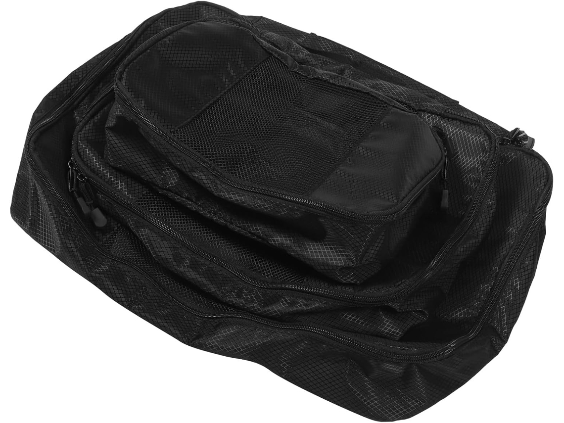 Juego De 3 Bolsas Organizadoras De Viaje De Gran Capacidad En Poliéster Negro Con Cremallera.