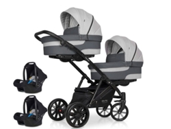 Cochecito Gemelo 2 Plazas 2 Capazos Kite 0 Isofix Ready Team Grey Fox RIKO