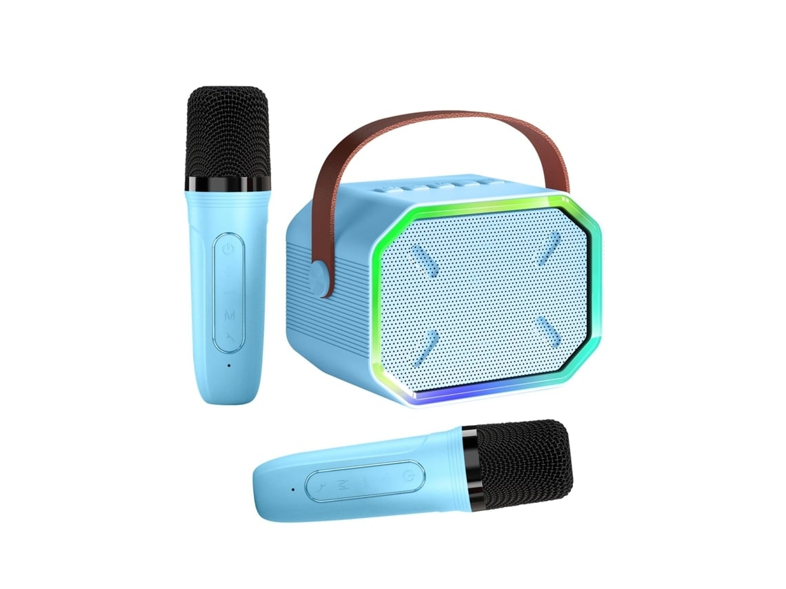 Máquina de karaoke para niños y adultos, mini altavoz Bluetooth portátil con 2 micrófonos inalámbricos y luces LED para TV, fiestas en casa, Chennnls