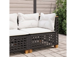 Sofá esquinero de jardín de mimbre negro con cojines de DKD Home Decor