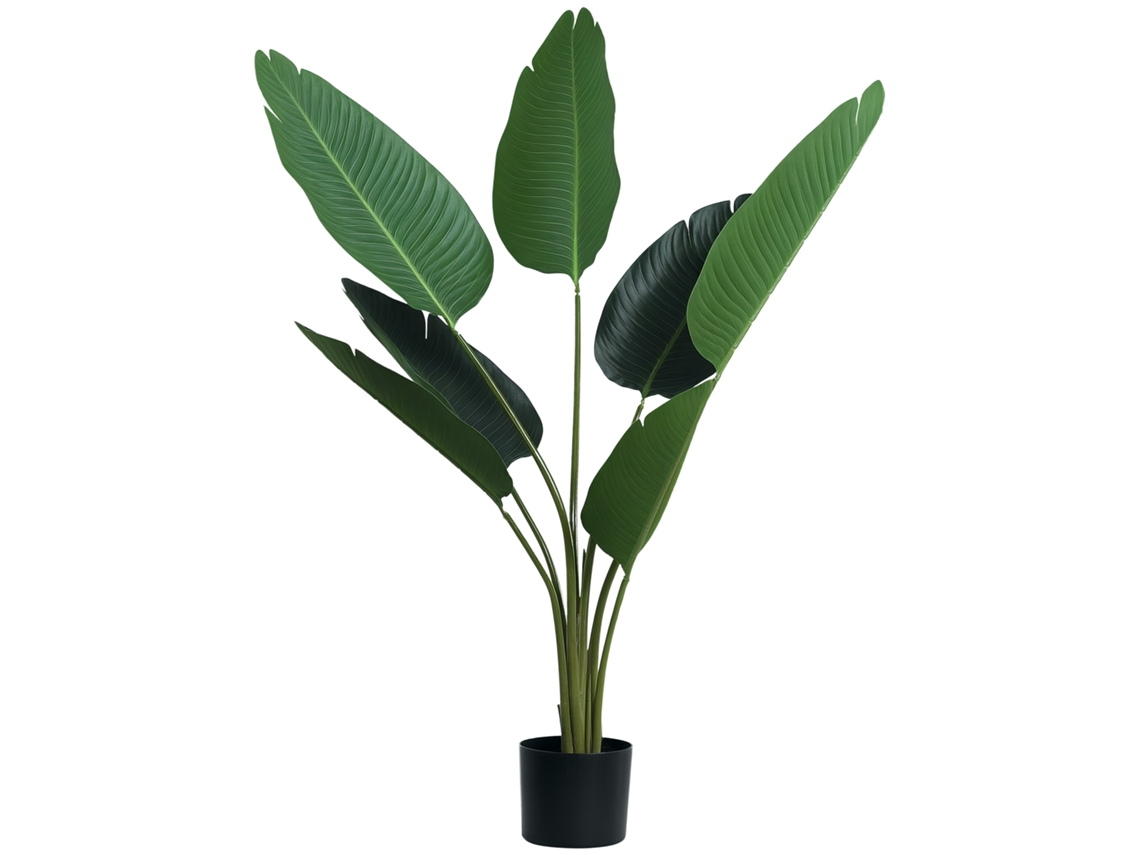 Planta De Decoración Artificial De Palma Árbol Realista Con Maceta 7 Hojas Para Interior Ø15x120 Cm Verde