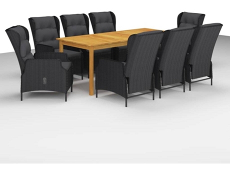 Conjunto 9 de comedor para jardín VIDAXL gris oscuro