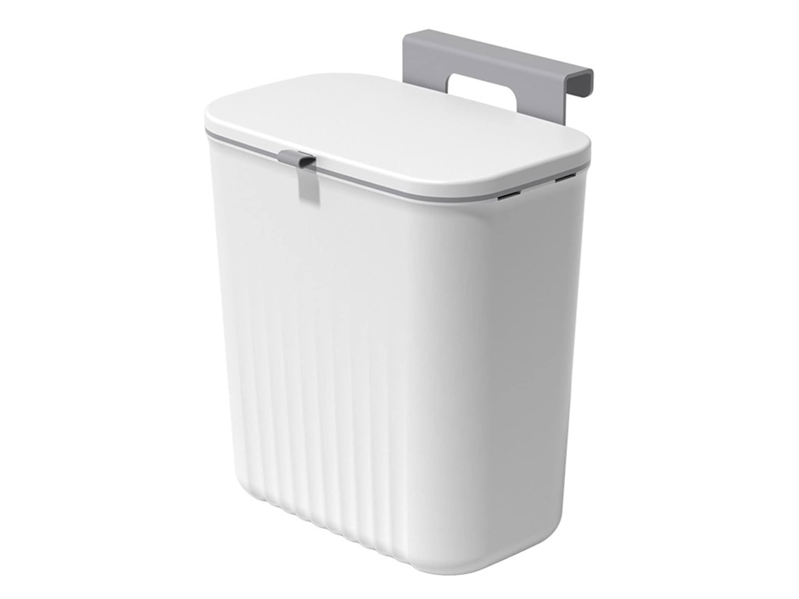 Cubo De Basura De Cocina, 9,5 L, Con Tapa, Para Colgar En Un Armario, Blanco.