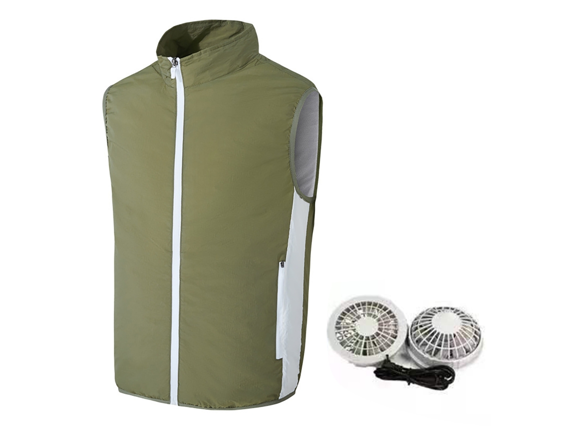 Chaleco Aire Acondicionado Con Ventilador 3 Velocidades Transpirable Alto Potencia Verde Od Xl Para Hombre Verano