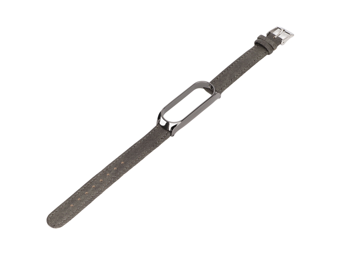 Correia De Relógio De Padrão Jeans Para Xiaomi Mi Band 6/5 Nfc Pulseira De Reemplazo Cinza Jeans Com Casco Preto