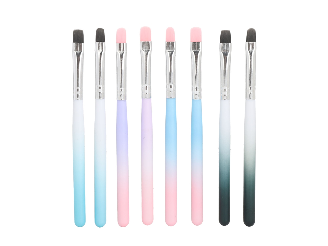 8pcs Pincel De Esmalte De Unhas Para Extensão Com Cabeça Redonda Quadrada E Cabo Gradiente Para Gel Uv E Design De Unhas