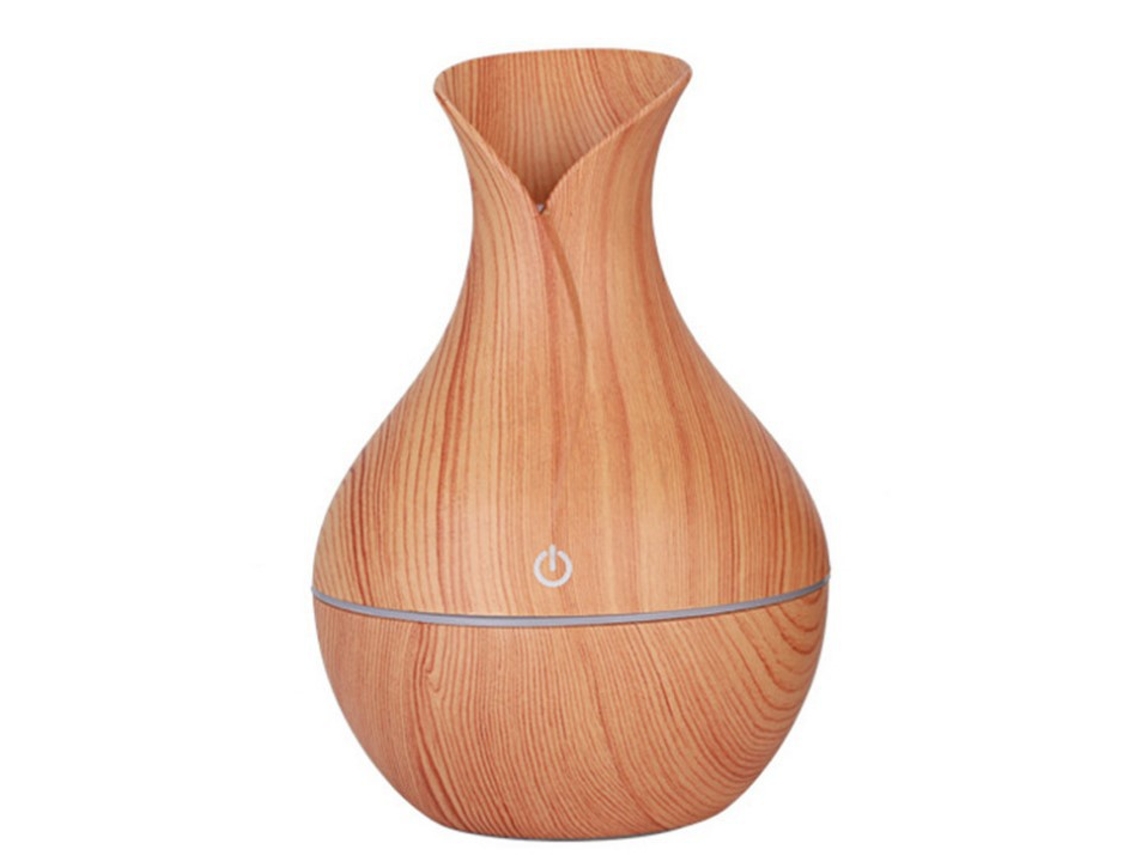 Humidificador Digitallab con textura de madera, humidificación ultrasónica, 130 ml (textura de madera clara)