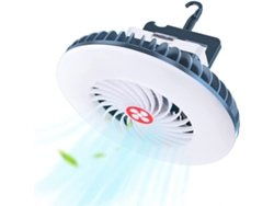JILLIOPER Lámpara de camping LED con ventilador, ventilador portátil USB recargable con imán y gancho, 54 LEDs, entrada y salida para tienda de campaña exterior