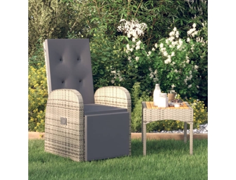 MAISON EXCLUSIVE - Sillón reclinable de jardín con cojín ratán sintético gris