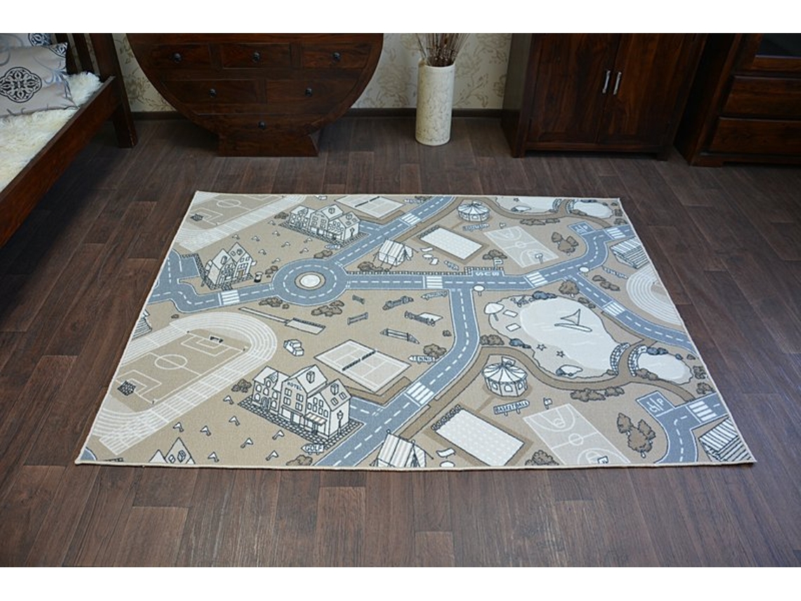 Moqueta Antideslizante Infantil Street Beige (150 x 150 cm)