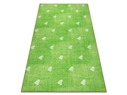 Alfombra Para Niños Hearts Jeans, Vintage Corazones - Verde (100 x 200 cm)