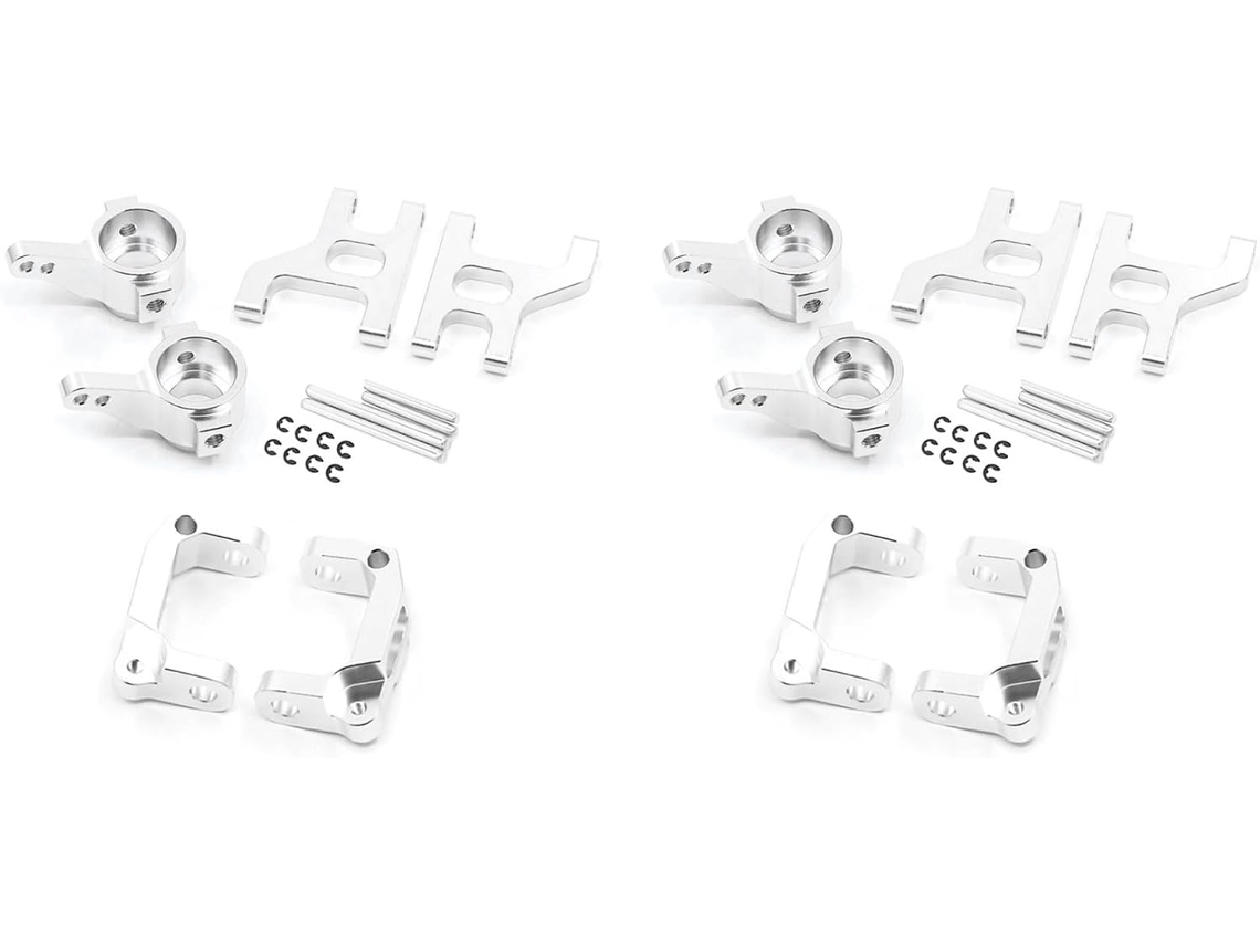 4x Conjunto De Brazo De Suspensión Con Cubo De Dirección Y Frontal Metálico Para Coche A Escala 1/10