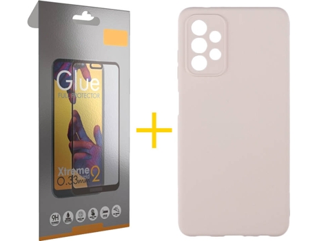 Kit Funda + Protector de Pantalla Samsung A32 5G SKYHE Cristal Templado 5079 Rosa