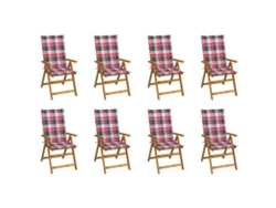 Sillas de jardín plegables DKD Home Decor de 8 piezas con cojines, madera maciza de acacia
