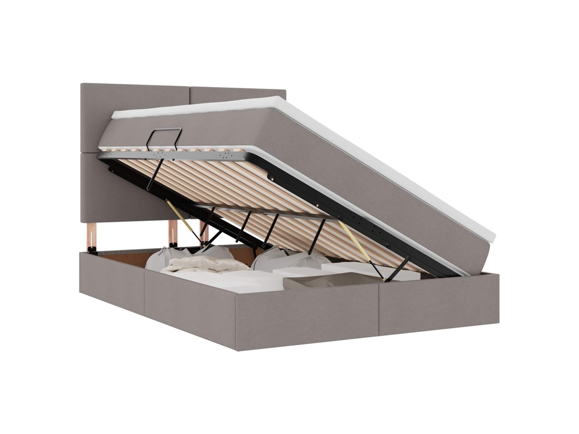 Maison Exclusive - Cama Con Almacenamiento Y Colchón Taupé 140 X 200 Cm Poliéster