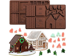 Molde Para Hornear Casitas De Jengibre, Moldes De Silicona Navideños Para Mesas, Chocolate, Dulces, Galletas (2 Unidades)