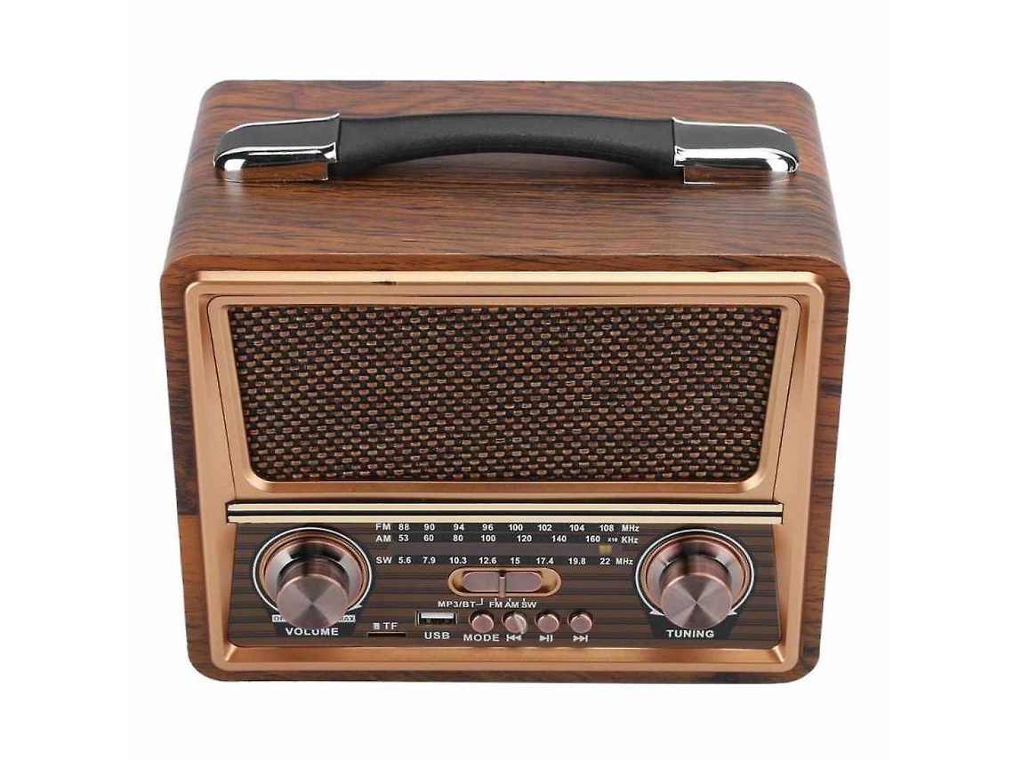 Radio portátil de madera con banda FM/AM/SW ajustable, altavoz Bluetooth, 110/220 V, recargable | Ushion