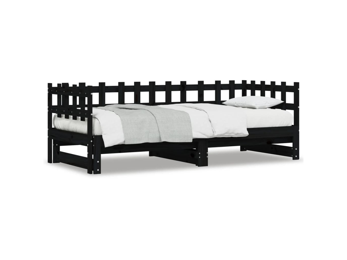 Maison Exclusive - Sofá Cama Extraíble Madera Maciza De Pino Negro 2x(90x200) Cm