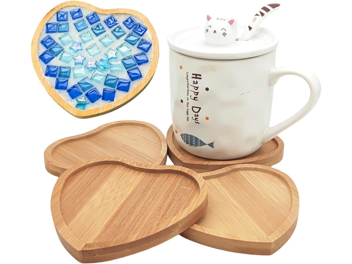Posavasos De Bambú - Corazones - 4 Uds.