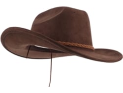 Sombrero Vaquero De Ante Marrón Para Mujer Con Ala Ancha, Estilo Fedora De Copa Plana.