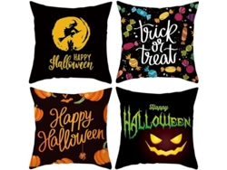 4 Fundas De Almohada De Halloween De 45x45 Cm Para Decoración De Halloween, Sofá, Hogar Rzq