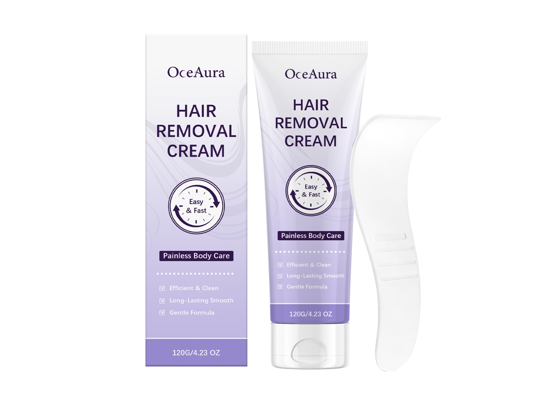La crema depilatoria suave Oceanaura hidrata la piel del cuerpo.